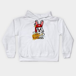 Cute bunny is a pirate Kids Hoodie